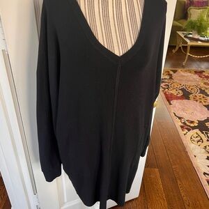 Black V-Neck tunic sweater dress Anthropologie Mon Tues weds XS D316